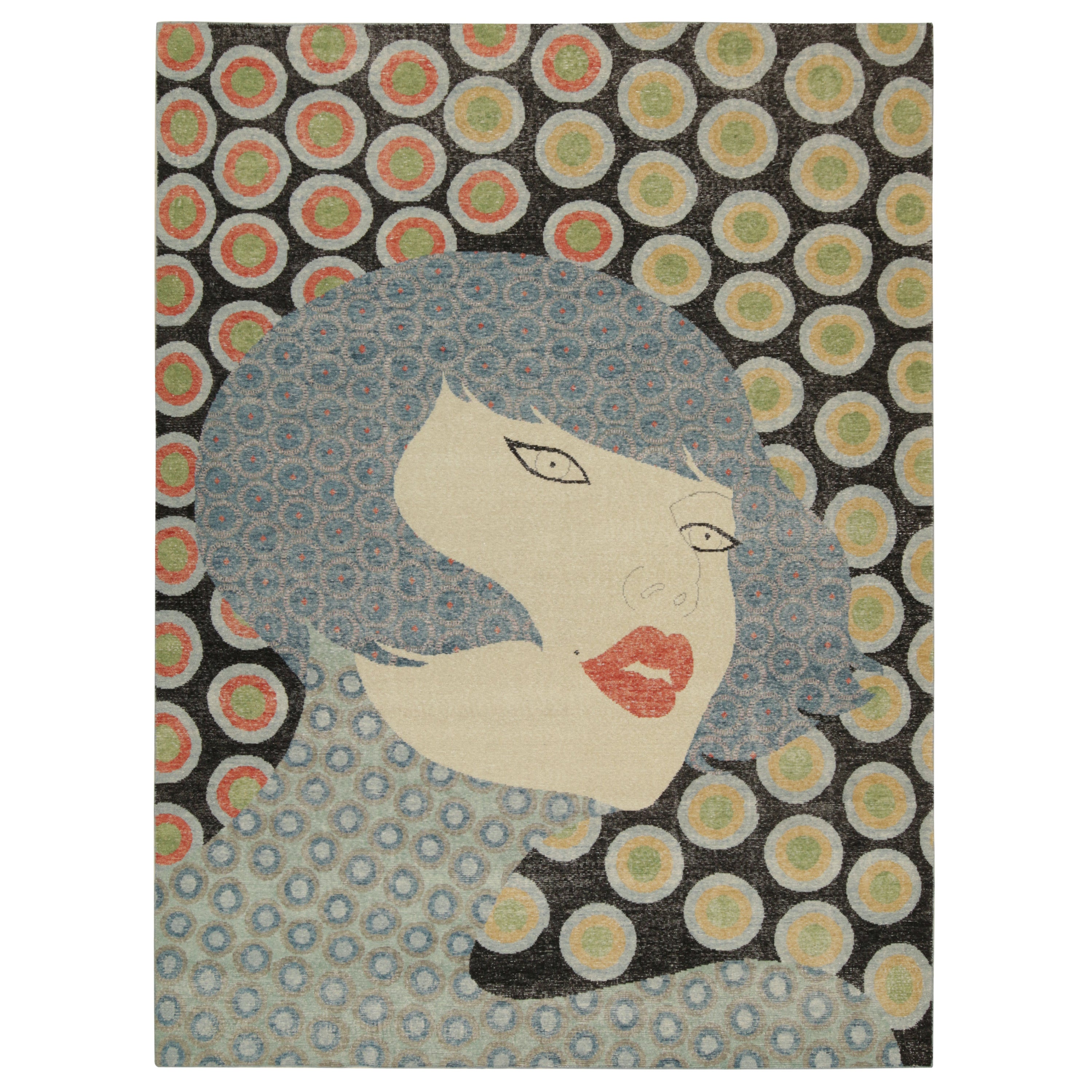 Rug & Kilim: Tappeto moderno in stile Distressed in versione pittorica policromatica