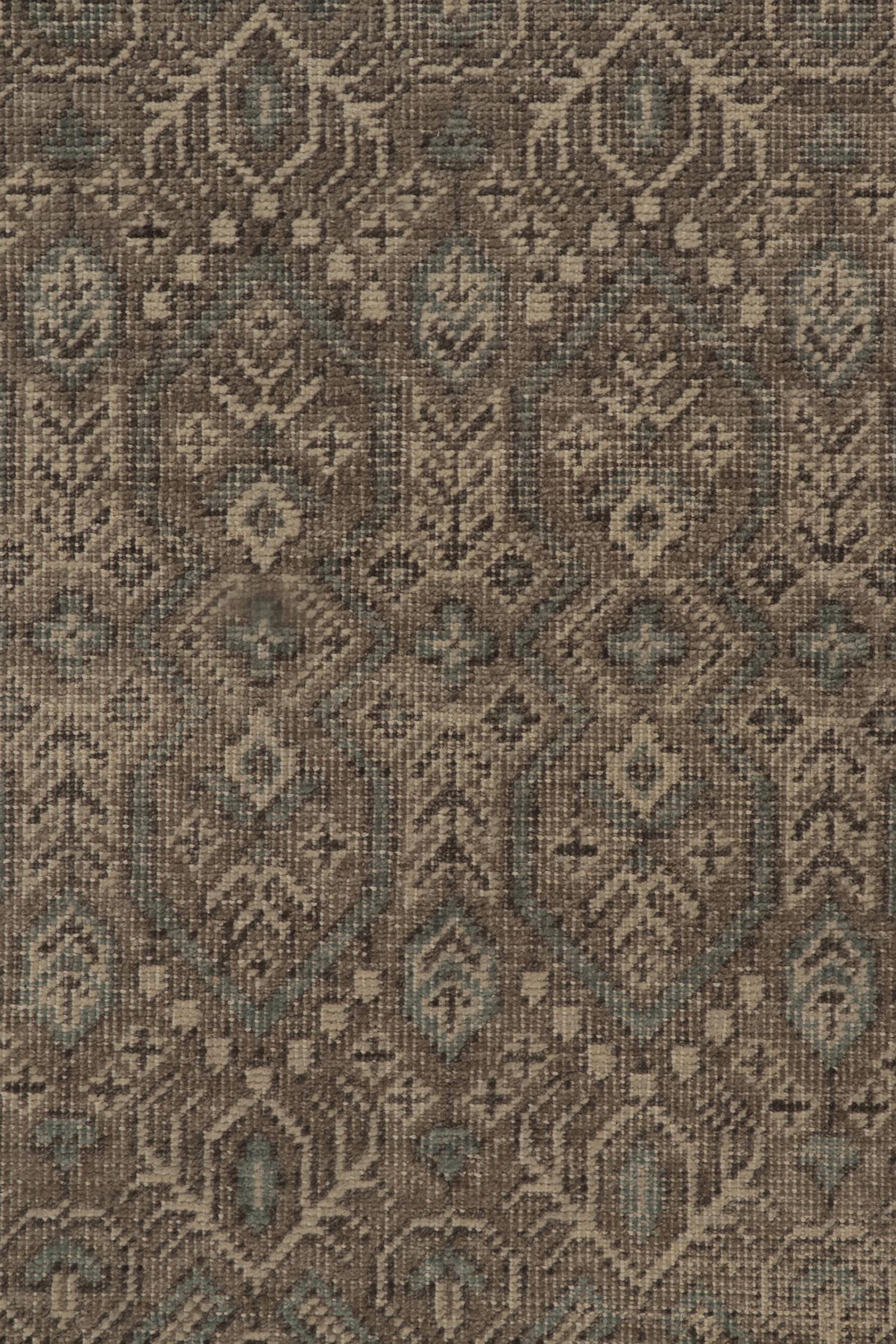 Noué à la main Tapis & Kilims - Tapis de style vieilli en beige-marron, motif géométrique bleu égyptien en vente