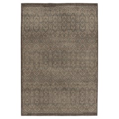 Alfombra de estilo desgastado Rug & Kilim en beige-marrón, estampado geométrico azul egeo