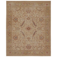Rug & Kilim’s Distressed style Rug in Beige-Brown and Green Geometric Patterns