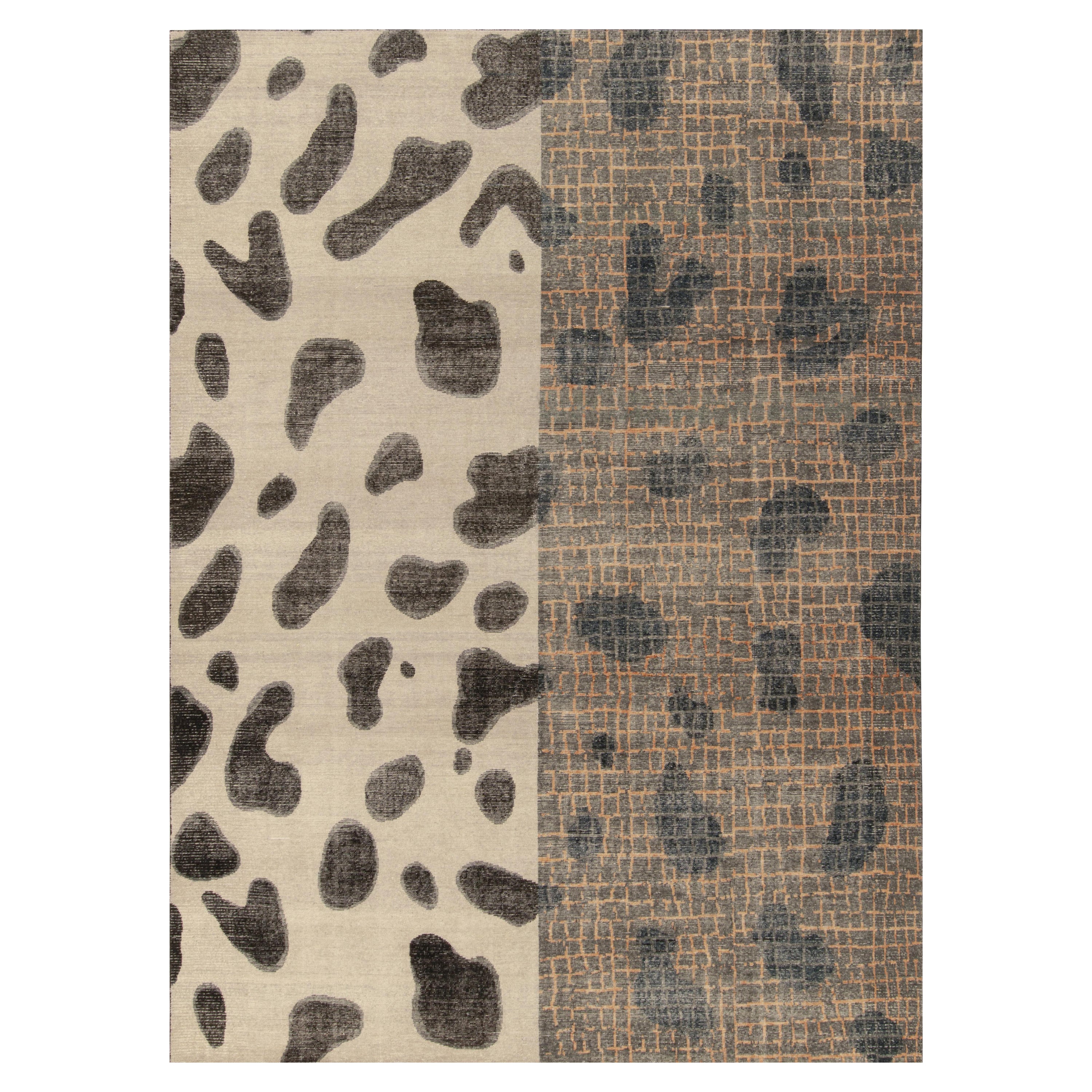 Alfombra de estilo desgastado Rug & Kilim en beige-marrón, dibujo abstracto negro