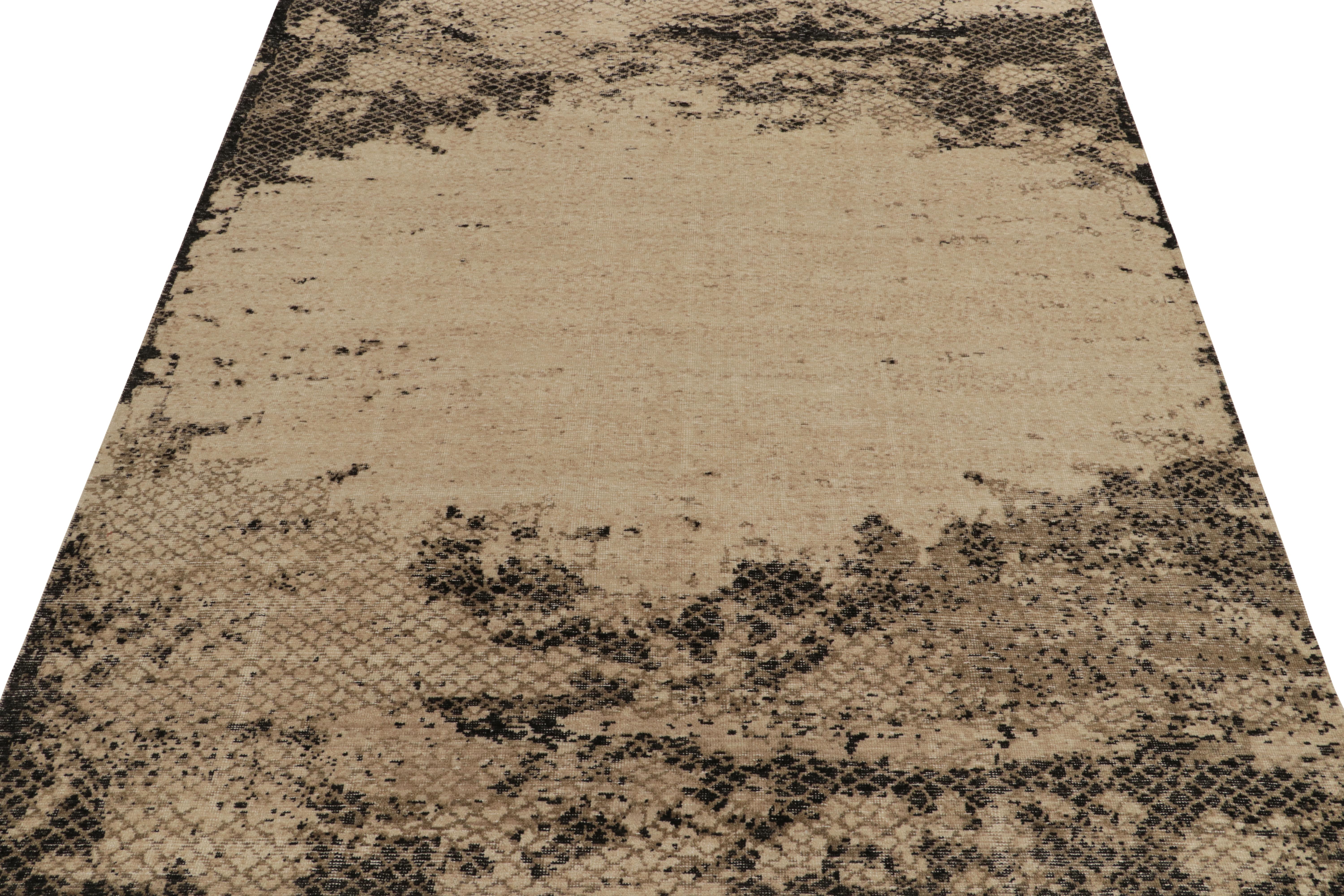 Moderno Rug & Kilim - Tappeto in stile Distressed in Beige / Marrone, Nero in vendita
