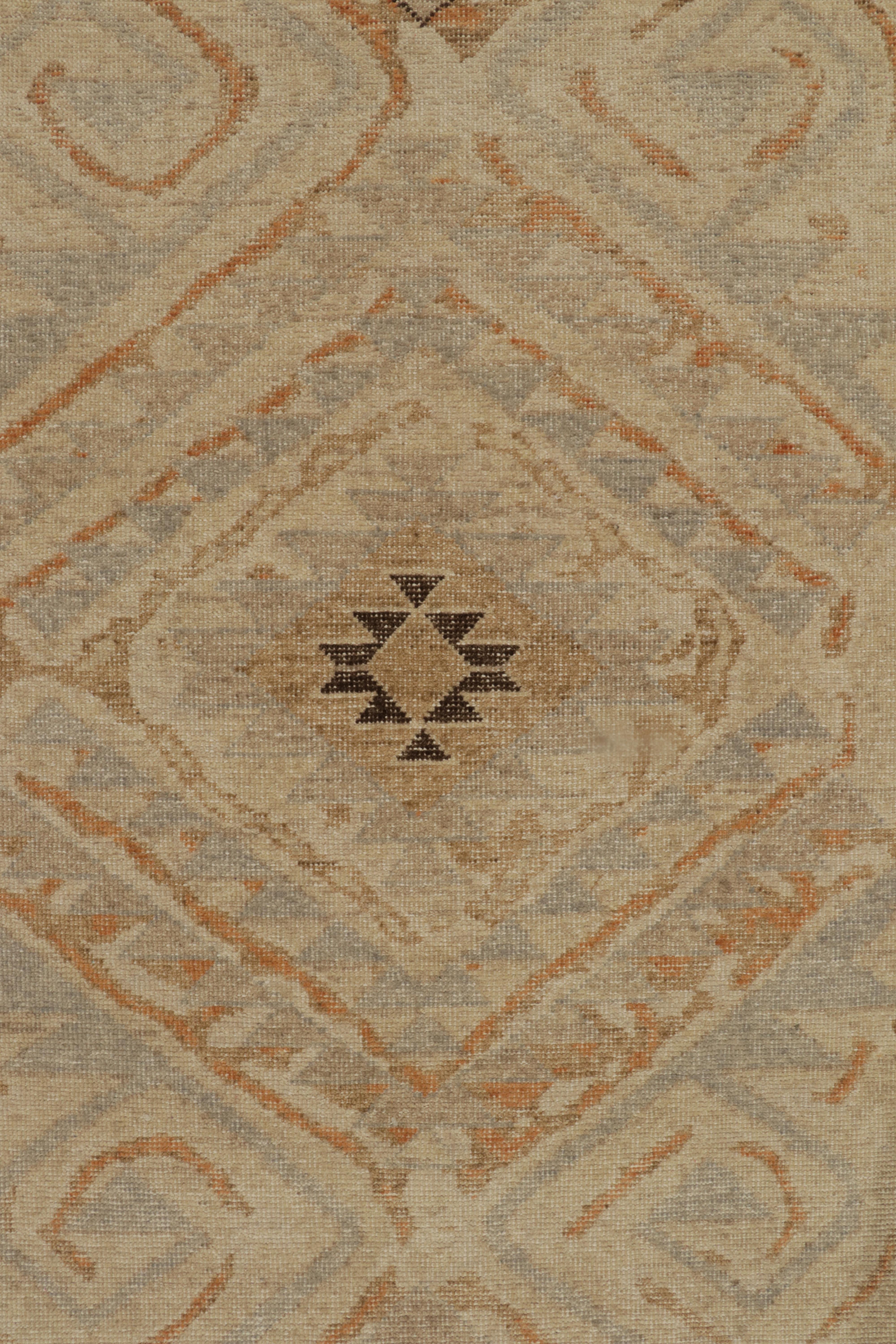 Rug & Kilim’s Distressed Style Rug in Beige-Brown, Blue & Rust Tribal Patterns In New Condition For Sale In Long Island City, NY