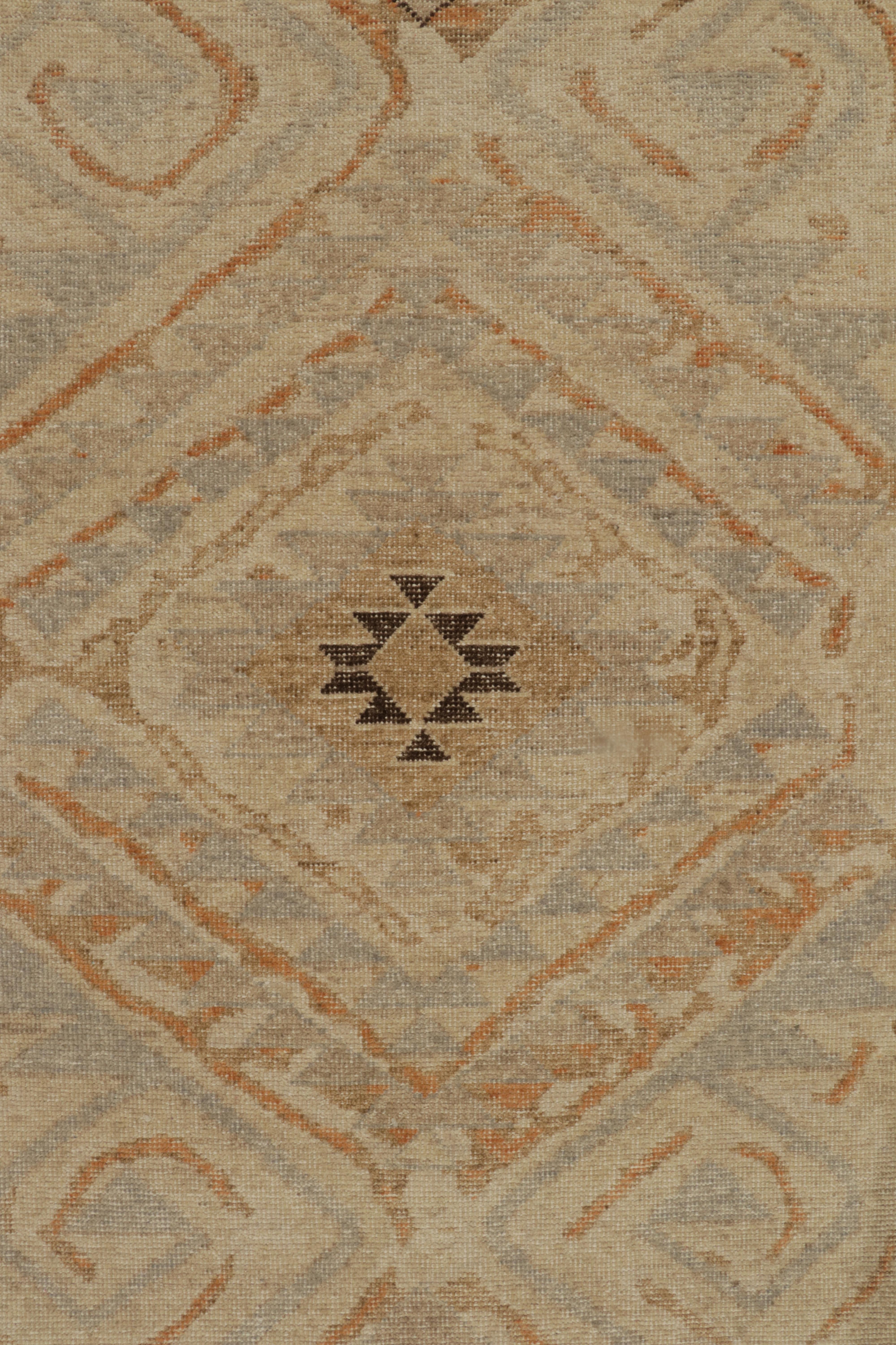 Annodato a mano Rug & Kilim - Tappeto in stile Distressed con motivi tribali beige-marrone, blu e ruggine in vendita