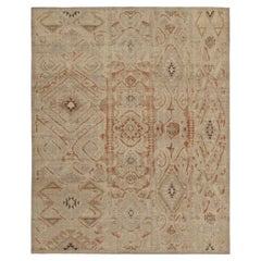Rug & Kilim’s Distressed Style Rug in Beige-Brown, Blue & Rust Tribal Patterns