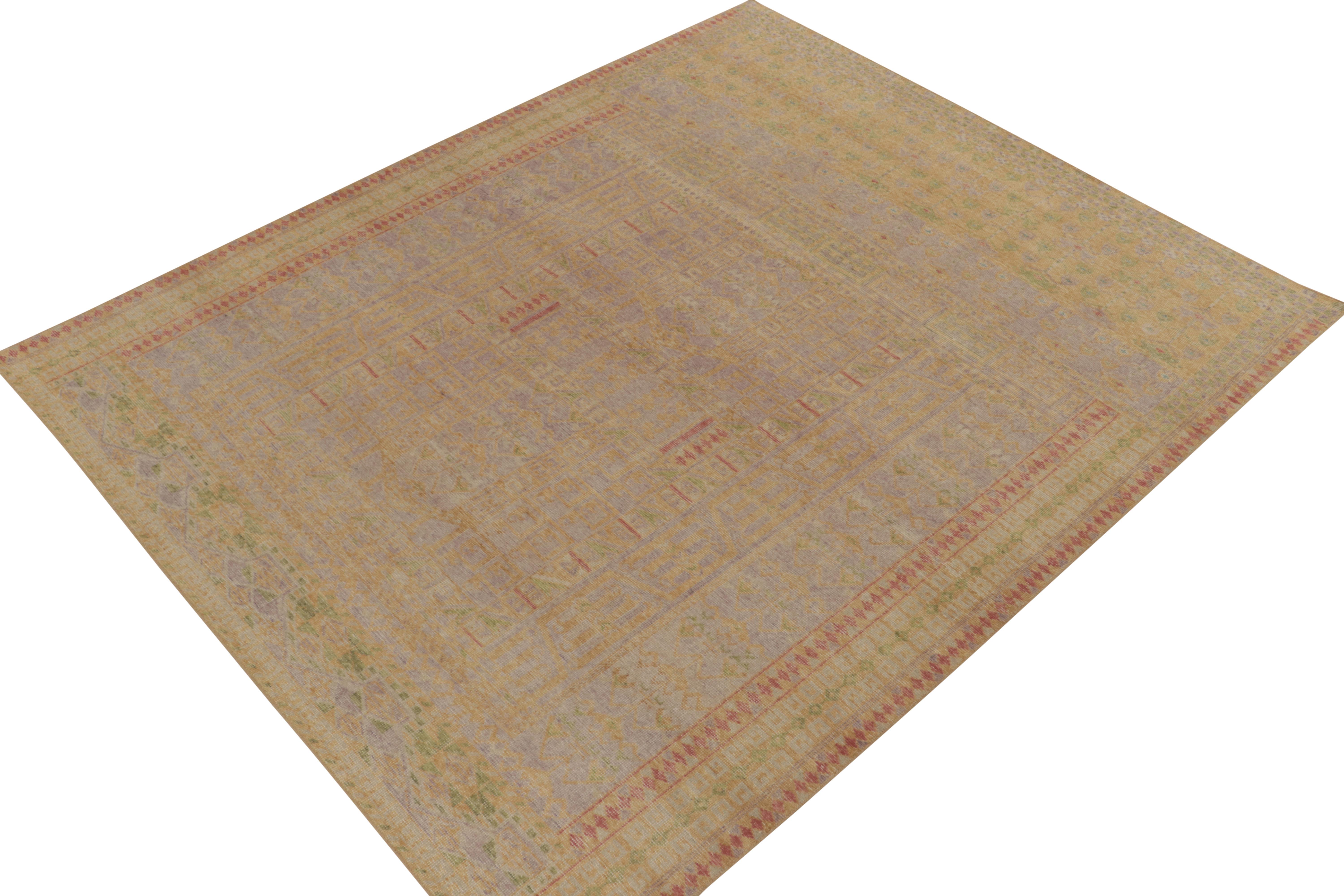 A scintillating 8x10 hand-knotted wool rug from Rug & Kilim’s Homage Collection; a bold textural encyclopedia of patterns and styles. 

On the Design: 

This creation reimagined the look of tribal carpets with a more modern, subdued play of
