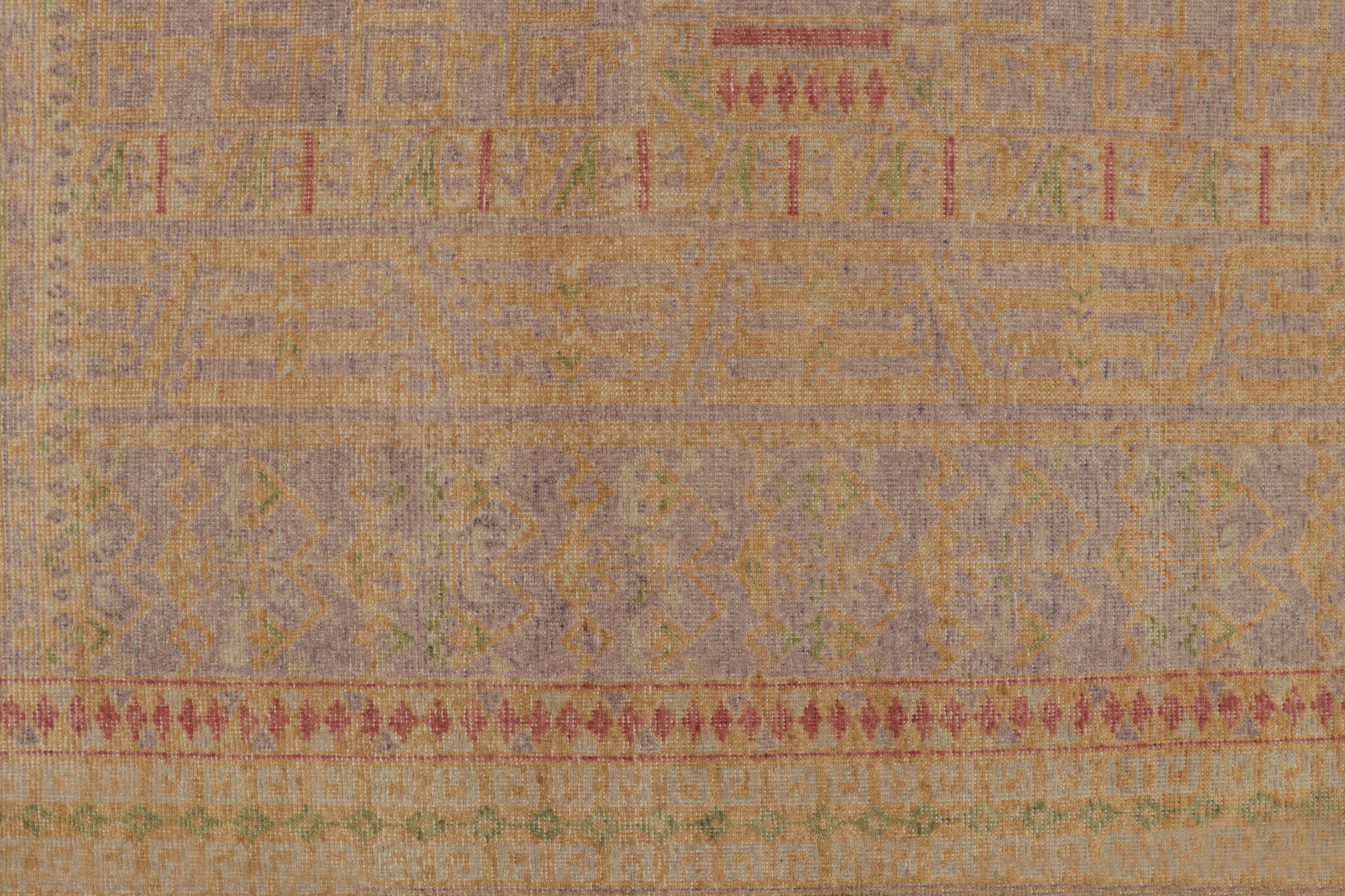 Rug & Kilim’s Distressed Style Rug in Beige-Brown, Green, Lavender Patterns In New Condition For Sale In Long Island City, NY