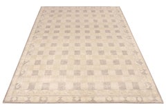 Rug & Kilim’s Distressed Style Rug in Beige-Brown, Purple Geometric Pattern