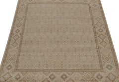 Rug & Kilim’s Distressed Rug In Beige, Gray And Blue Geometric Pattern