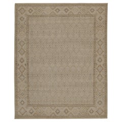 Rug & Kilim’s Distressed style Rug in Beige, Gray and Blue Geometric Pattern