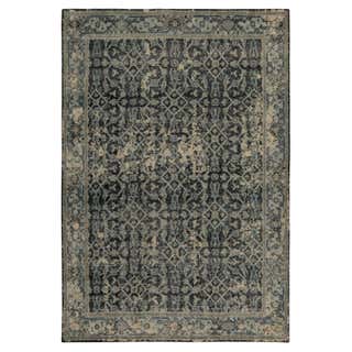 TRESOR Hand Knotted French Rococo Inspired Rug in Beige and Blue ...
