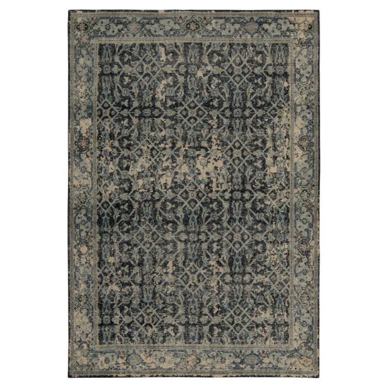 TRESOR Hand Knotted French Rococo Inspired Rug in Beige and Blue ...