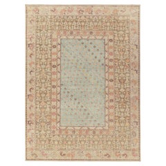 Alfombra de estilo desgastado Rug & Kilim en azul y estampado floral beige-marrón