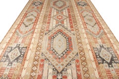 Rug & Kilim’s Distressed Style Rug in Blue, Grey Geometric Pattern