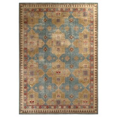 Tapis & Kilims - Tapis de style vieilli à motif géométrique vert et bleu