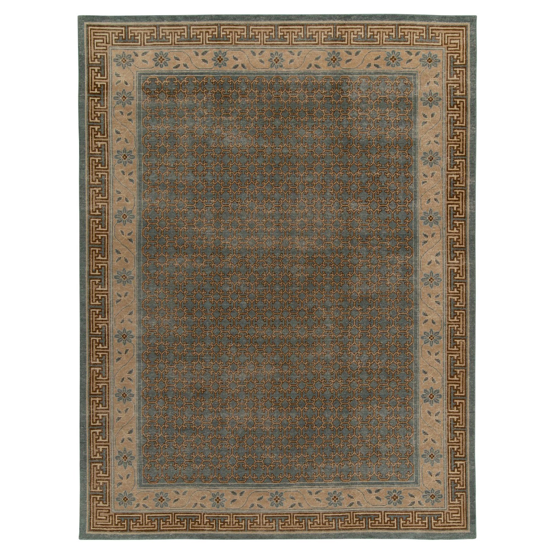 Rug & Kilim: Tappeto in stile Distressed con motivo Ikats verde, blu e rosso