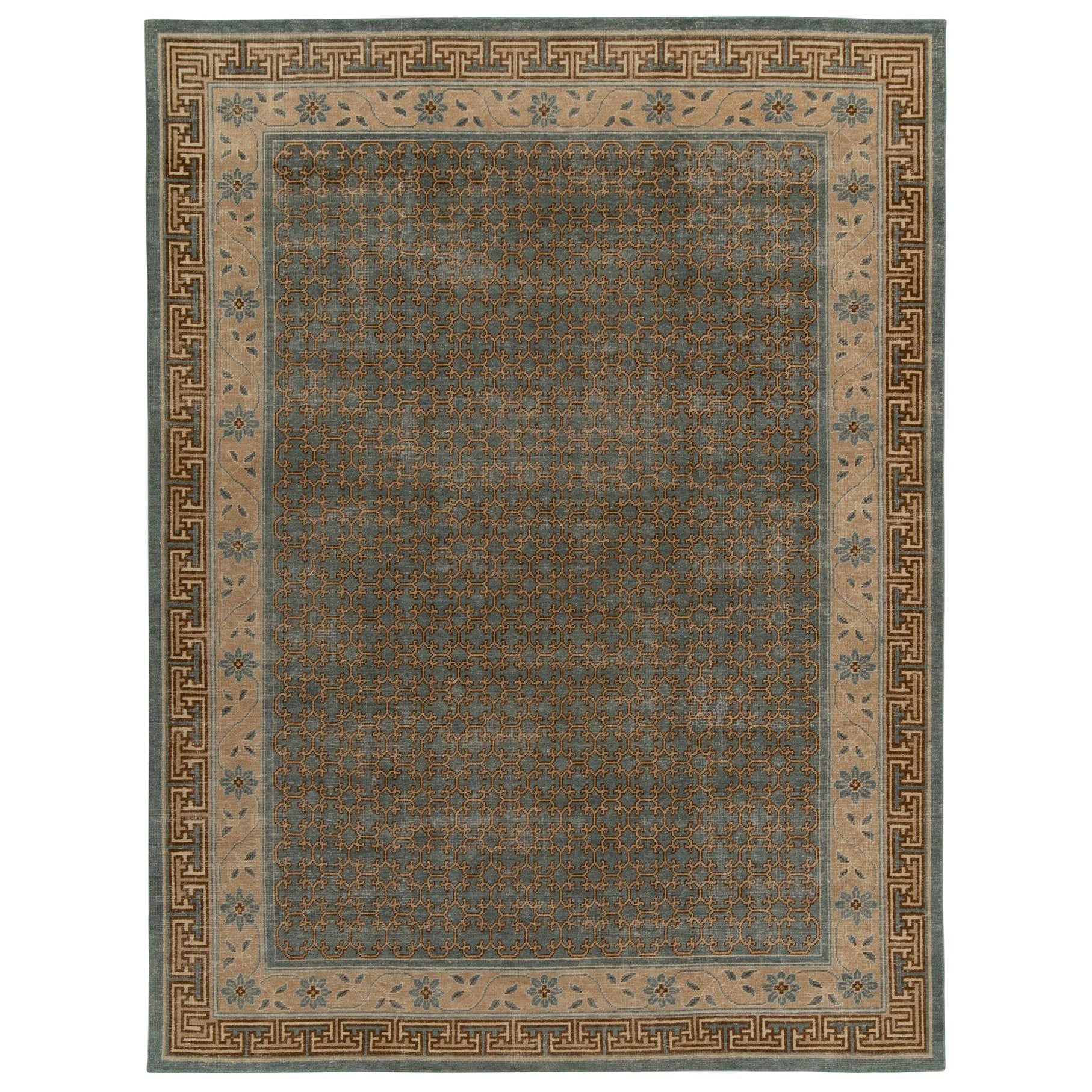 Rug & Kilim: Tappeto in stile Distressed con motivo Ikats verde, blu e rosso