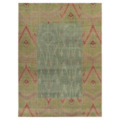 Alfombra de estilo desgastado Rug & Kilim con estampado de icats verdes, azules y rojos