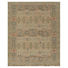 Rug & Kilim’s Distressed Style Rug in Green, Pink and Blue Tribal Patterns