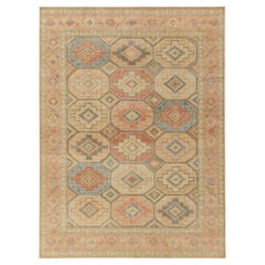 Rug & Kilim - Tappeto in stile Distressed con motivo geometrico arancione, blu e beige