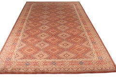 Rug & Kilim’s Distressed Style Rug in Orange, Red Geometric Pattern