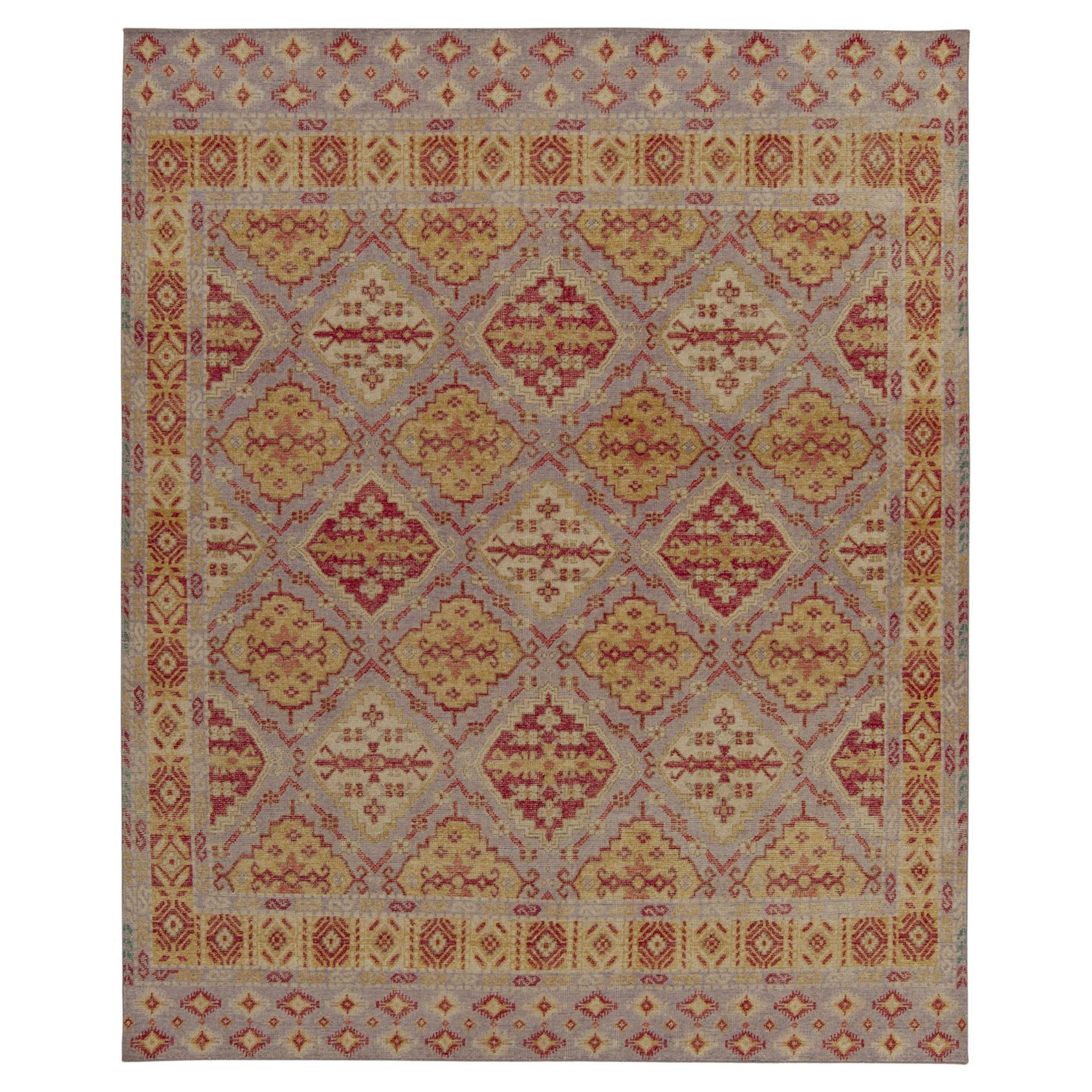 Alfombra de estilo desgastado Rug & Kilim en morado con motivos de medallones rojos y dorados