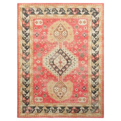 Alfombra Rug & Kilim de estilo desgastado con dibujo geométrico rojo y marrón beige