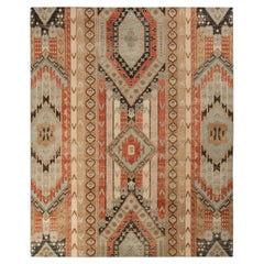 Rug & Kilim’s Distressed Style Rug in Red and Blue All Over Geometric Patterns