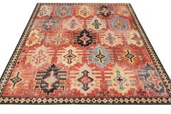 Rug & Kilim’s Distressed Style Rug in Red, Black Geometric Pattern