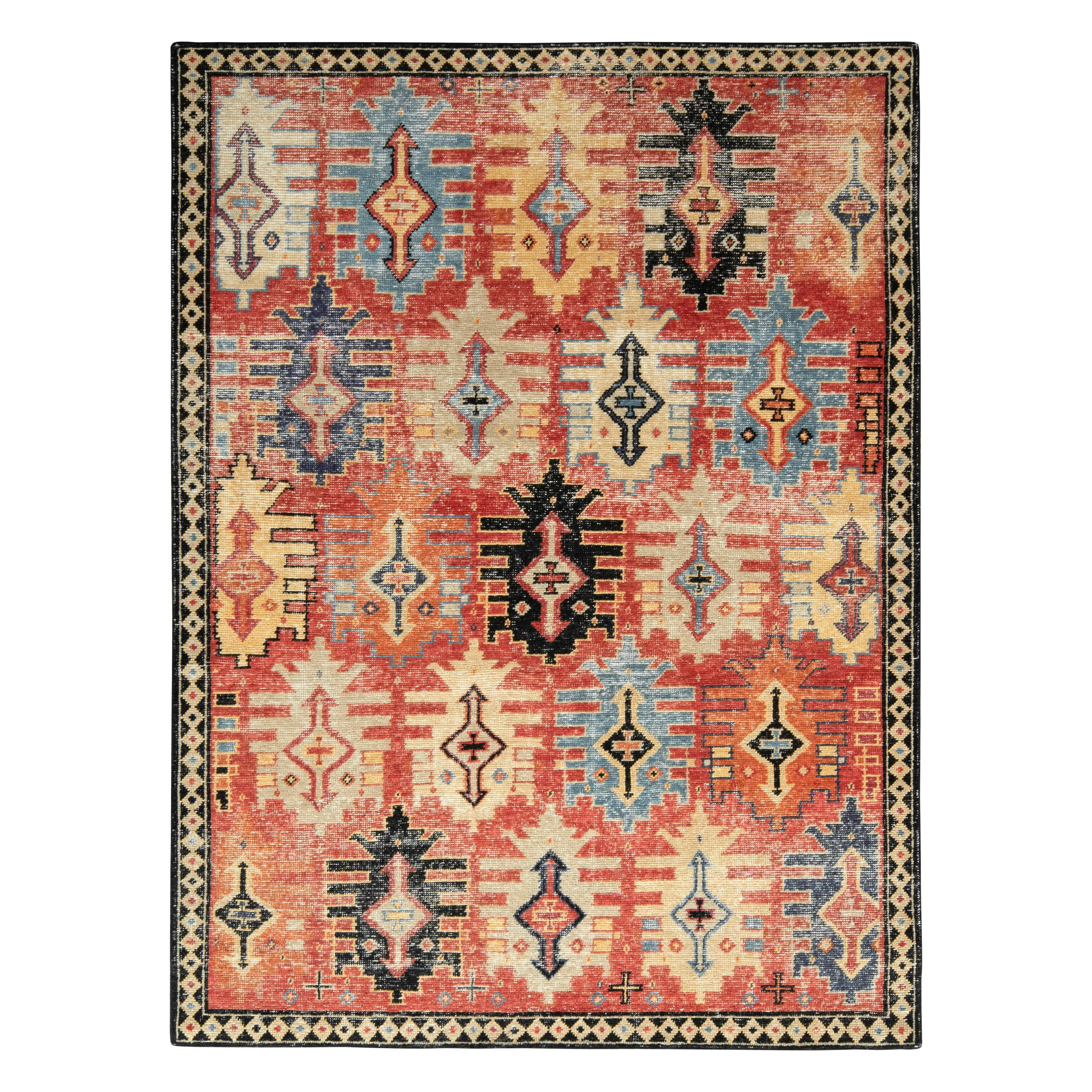 Teppich & Kilims im Used-Stil mit rotem, schwarzem geometrischem Muster