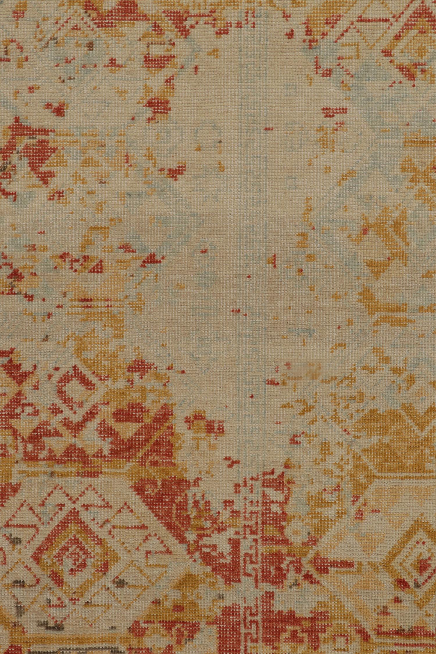 Rug & Kilim’s Distressed Style Rug in Red, Gold and Blue Tribal Patterns In New Condition For Sale In Long Island City, NY