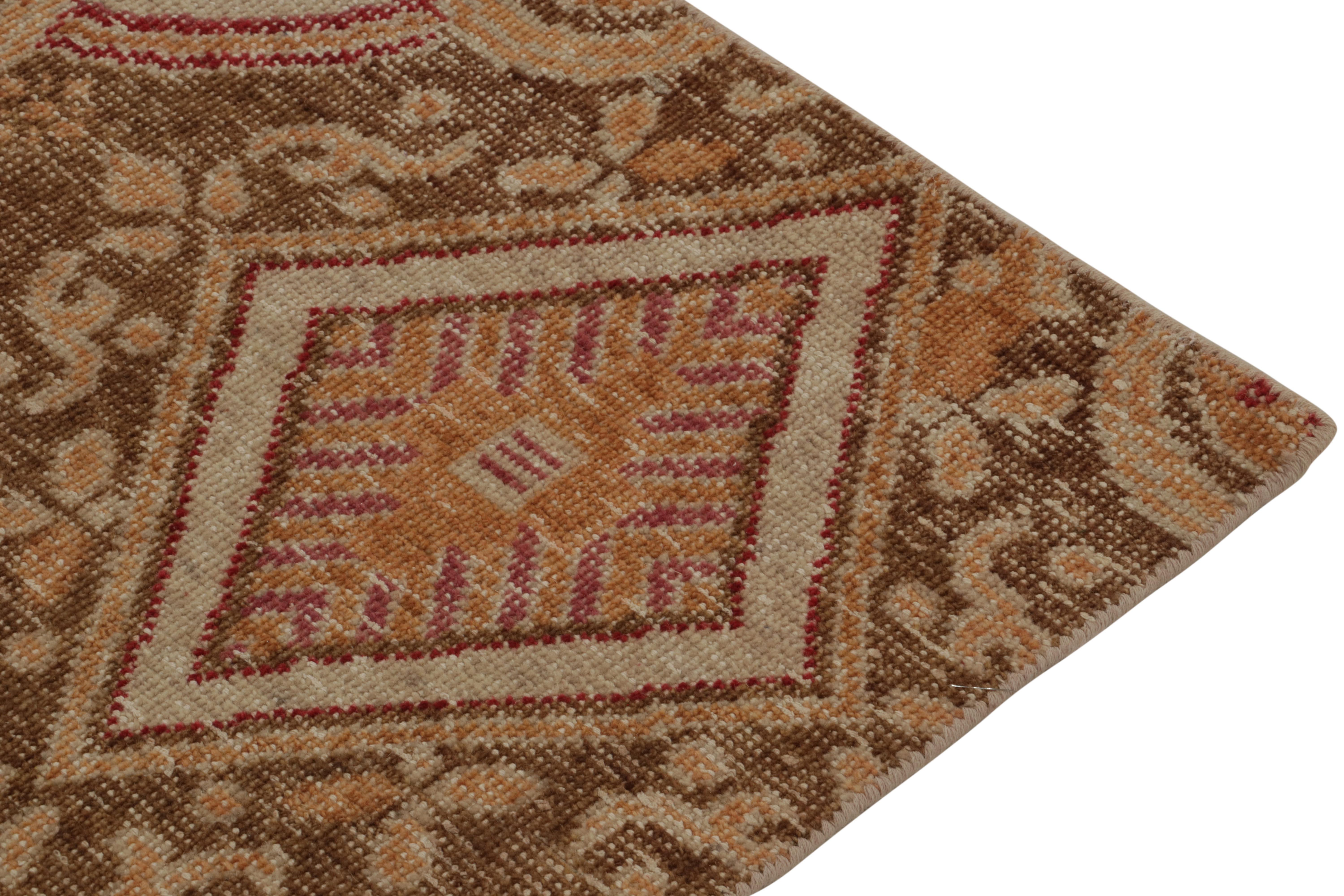 Hand-Knotted Rug & Kilim’s Distressed Style Rug in Red, Green, Gold, White Trellises For Sale