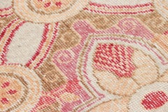 Rug & Kilim’s Modern Distressed Rug with Red, Green, Gold, White Trellises