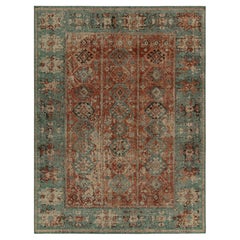 Rug & Kilim’s Distressed Style Rug in Rust, Beige and Teal Tribal Medallions