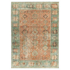 Rug & Kilim - Tappeto in stile Distressed con motivo tribale in arancione e verde.