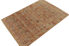 Rug & Kilim’s Distressed Style Rug in Rust, Red and Blue Tribal Patterns