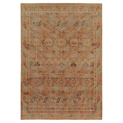 Rug & Kilim’s Distressed Style Rug in Rust, Red and Blue Tribal Patterns