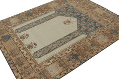 Rug & Kilim’s Distressed Style rug with Mihrab Pattern and Beige Open Field