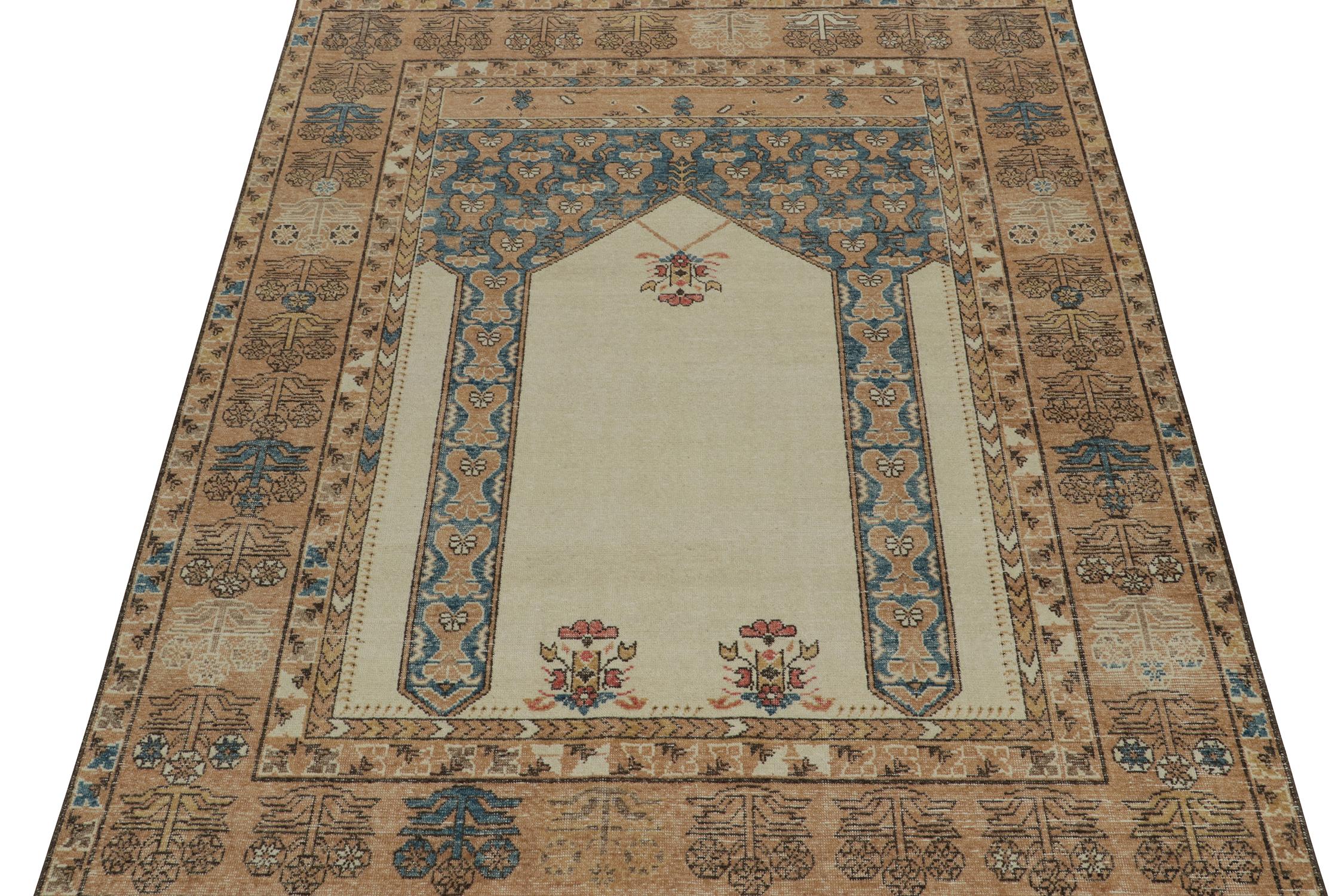 Tribal Rug & Kilim’s Distressed Style rug with Mihrab Pattern and Beige Open Field For Sale