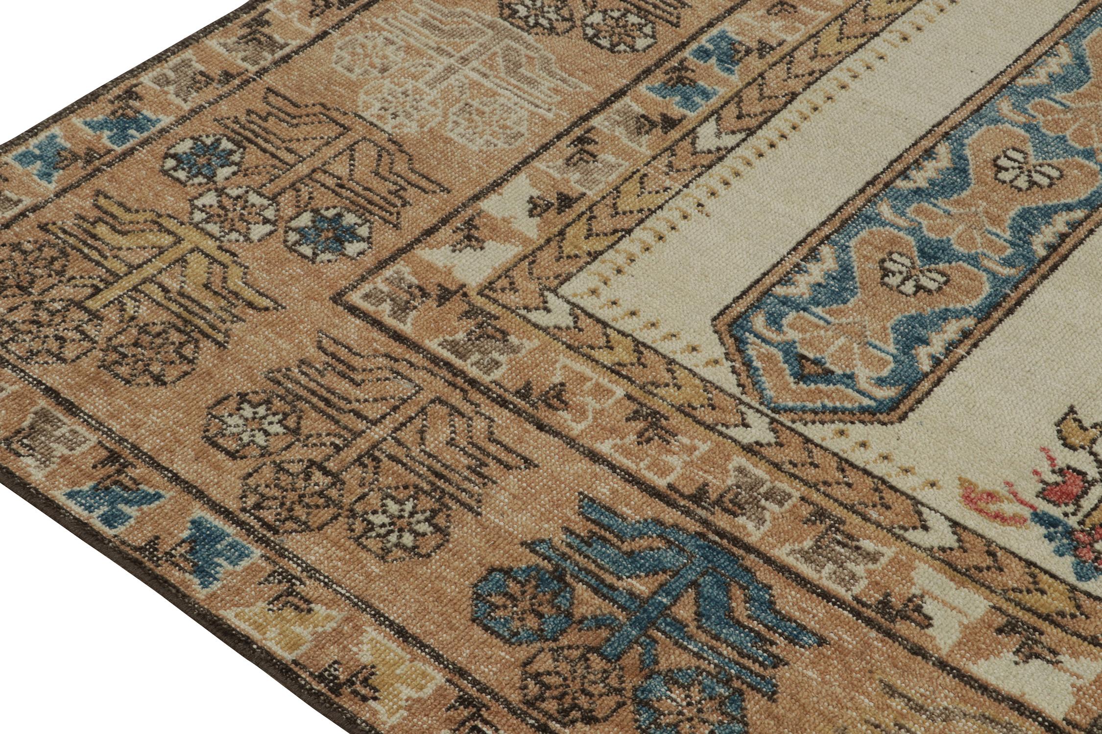 Hand-Knotted Rug & Kilim’s Distressed Style rug with Mihrab Pattern and Beige Open Field For Sale