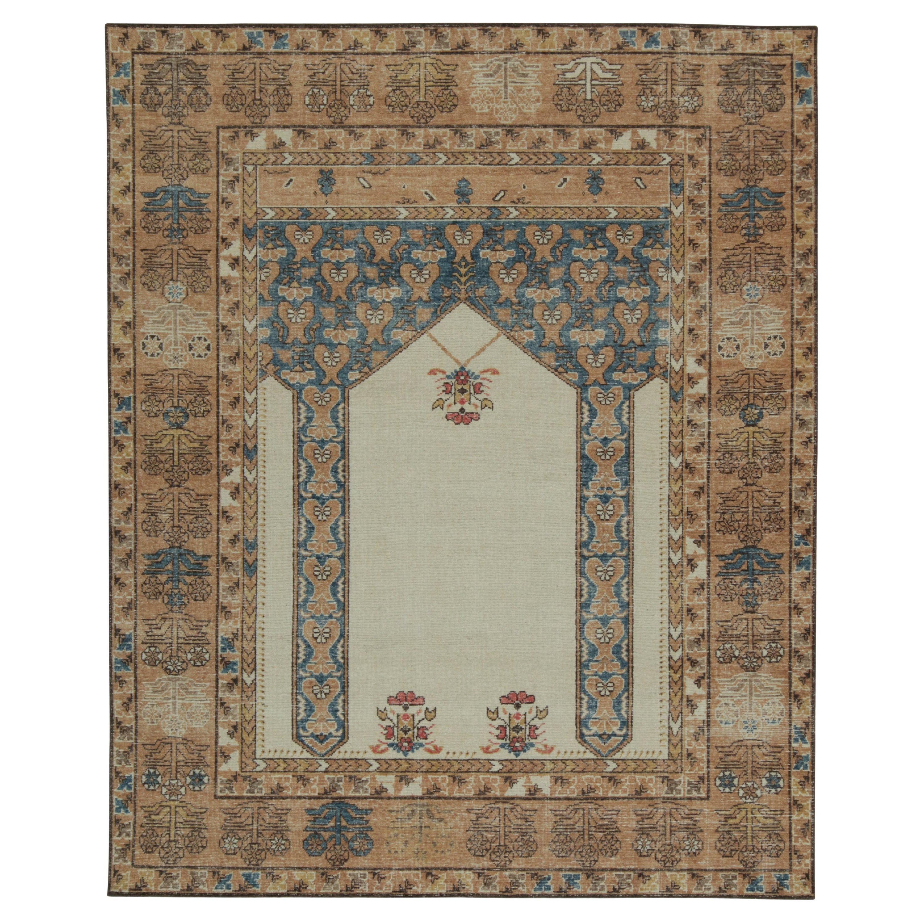 Rug & Kilim’s Distressed Style rug with Mihrab Pattern and Beige Open Field
