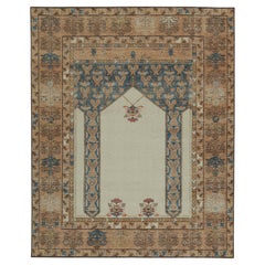 Rug & Kilim’s Distressed Style rug with Mihrab Pattern and Beige Open Field