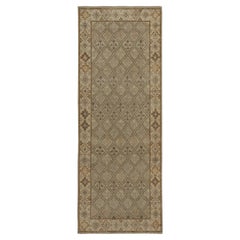 Tapis & Kilim's Distressed Style Runner in Beige-Brown & Gray Tribal Patterns (en anglais)