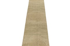 Rug & Kilim’s Distressed Style Runner in Beige & Green Abstract Dots Pattern