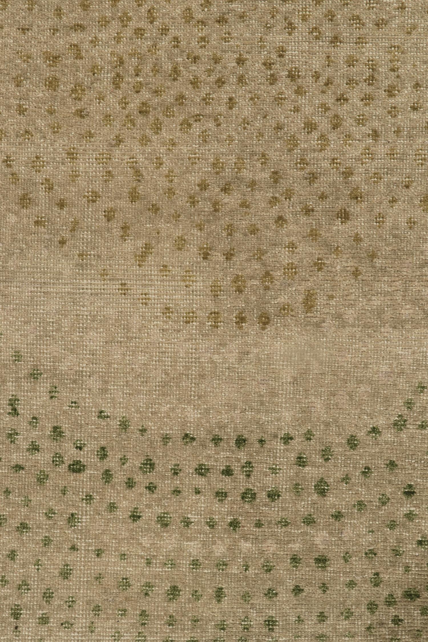 Rug & Kilim's Distressed Style Läufer in Beige & Grün Abstrakte Dots Muster (21. Jahrhundert und zeitgenössisch) im Angebot