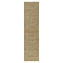 Rug & Kilim’s Distressed Style Runner in Beige & Green Abstract Dots Pattern