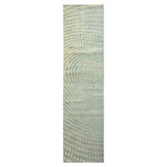 Rug & Kilim’s Distressed Style Runner in Blue, Yellow Geometric Pattern