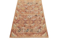 Rug & Kilim's Distressed Style Runner in Orange, Gold & Red Tribal Pattern
