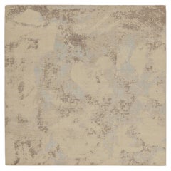 Rug & Kilim’s Distressed style Square Abstract rug in Beige-Brown and Blue