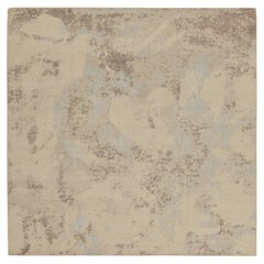 Tappeto Astratto Quadrato in stile Distressed di Rug & Kilim in Beige-Brown e Blu